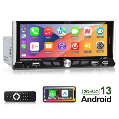 2+64GB Android 13.0 Autoradio mit Apple Carplay GPS Navi WiFi Single 1DIN 6.9''
