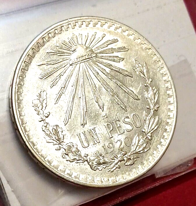 Mexico 1920 Silver Peso Key Date Low Mintage AU Details KM#455 - Image 2 of 4