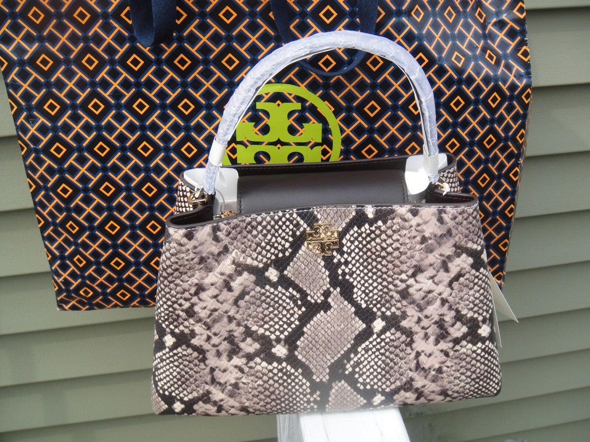 NEW Tory Burch BRITTEN Snake Embossed Shell Pink Satchel Bag