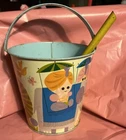 OHIO ART Sand Pail Bucket W/Shovel Tin Litho ELEPHANT LION KANGAROO