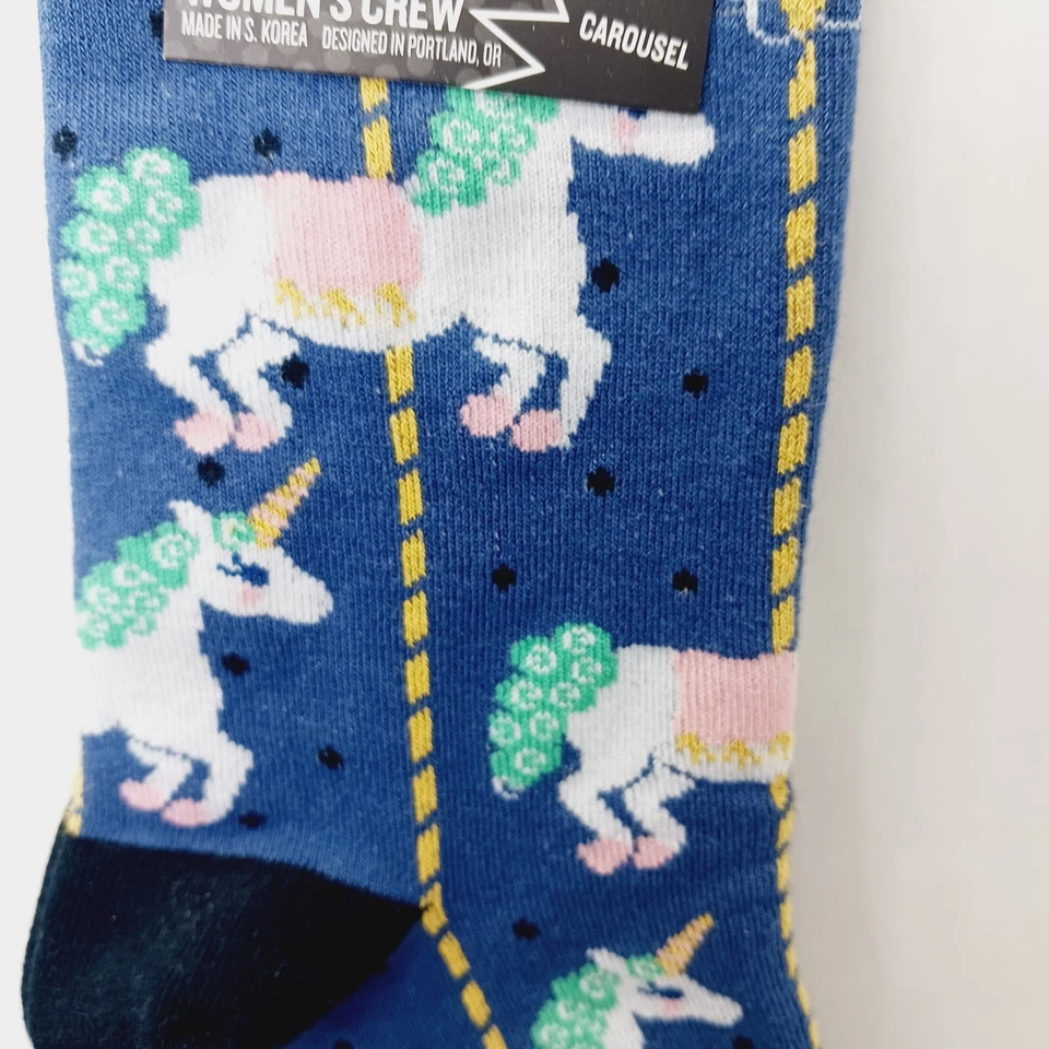 Sock It To Me Crew Women Boy Unicorn Carousel Horse Merry Go Round Horn NWT NEW - Image 4 of 4