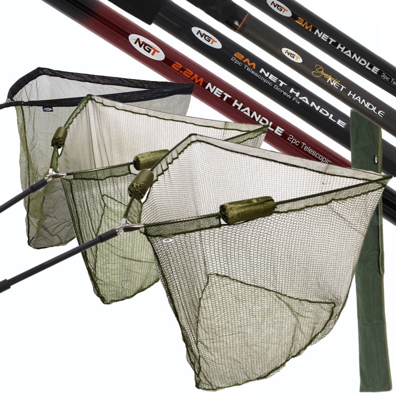 NGT FISHING NET HANDLE FISHING NETS 36" 42" 50" DUAL FLOAT NET STINK BAG  HANDLES | eBay UK
