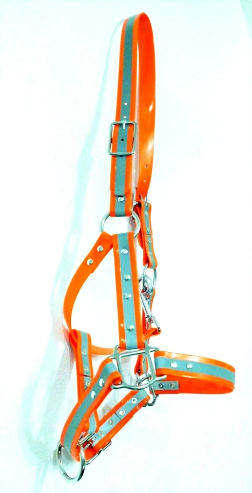 Halfter aus Biothane Reflektor Orange Gr. Warmblut / Full - Bild 2 von 2