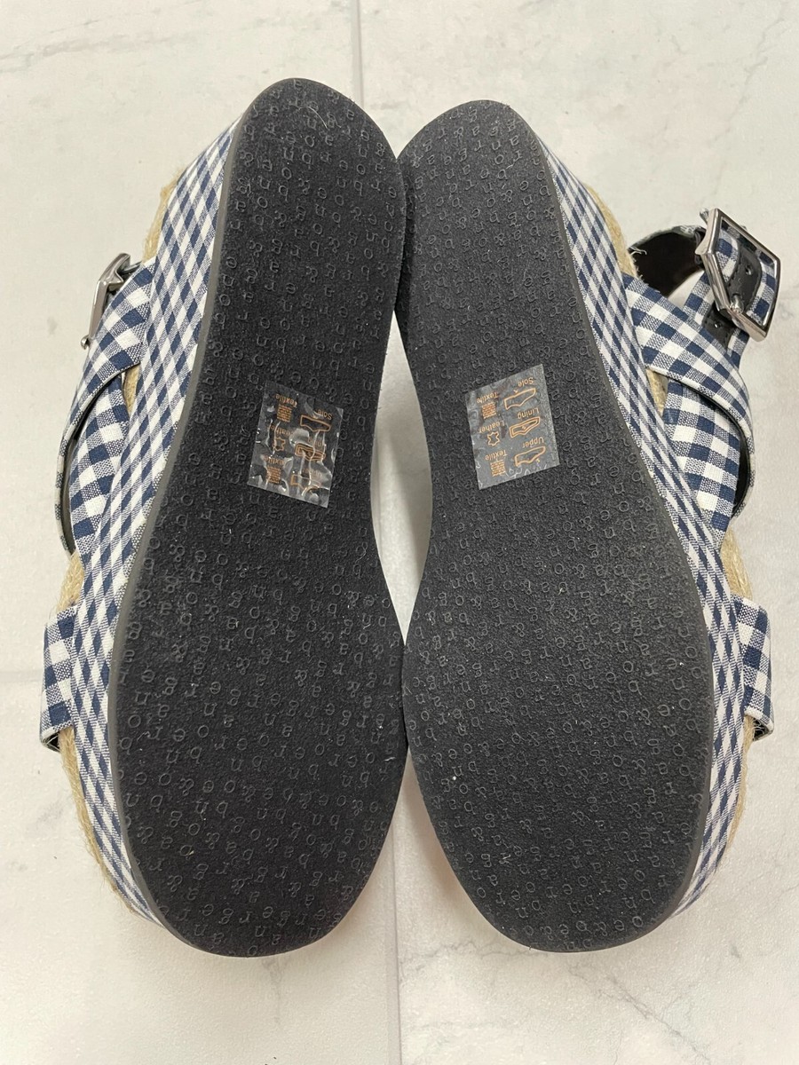 NIB $375 Rag & Bone Megan Navy Gingham Platform Sandal Size