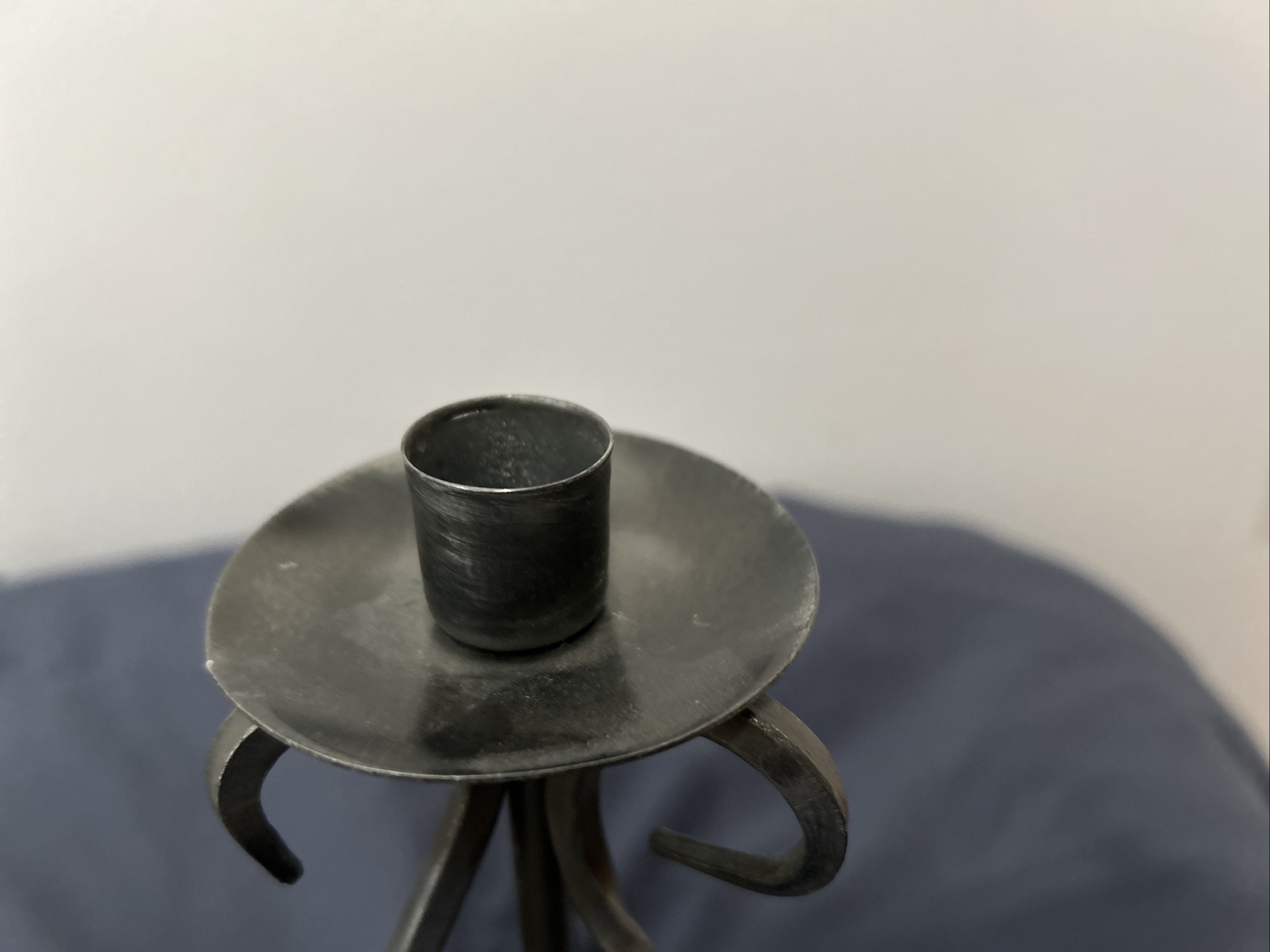 Pair Of Silver Metal Pilar Candle Holders