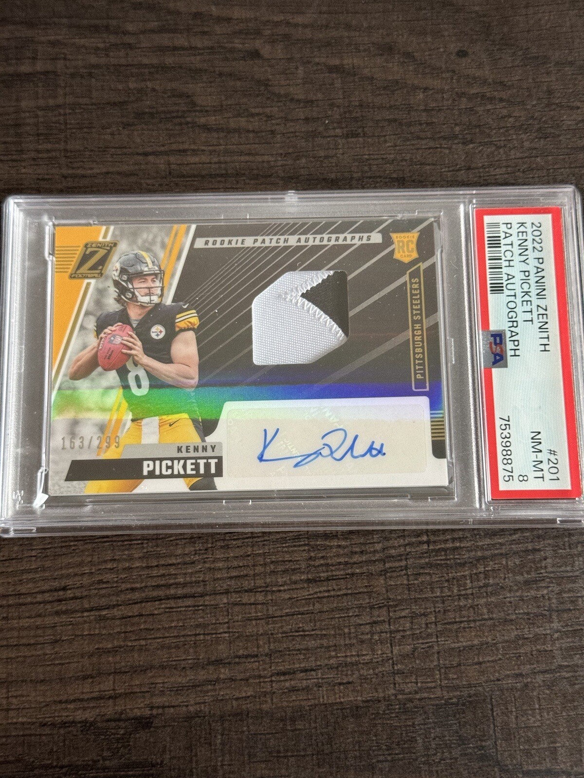 2022 Panini Zenith Kenny Pickett RPA Rookie Patch Auto RC /299 Steelers