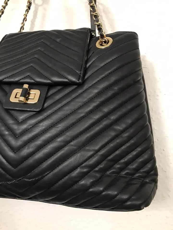 Jessica Simpson Gris Acolchado PVC Grande Bolso de Hombro Cartera Organizador Correa de Cadena Foto 3 de 4