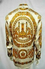 CAMICIA UOMO CREME DE SILK BAROCCO SETA METALLIZZATA STILE ORFEO 1043 LARGE NUOVA CON ETICHETTE