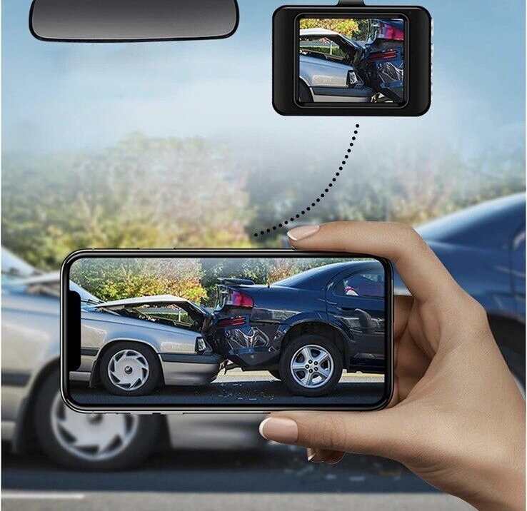 FHD 720P Front and Rear Dash Cam with Night Vision 2-Inch Mini Screen-image