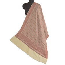 Sanskriti Vintage Long Pure Woolen Indian Red Shawl Woven Scarves Scarf Stole