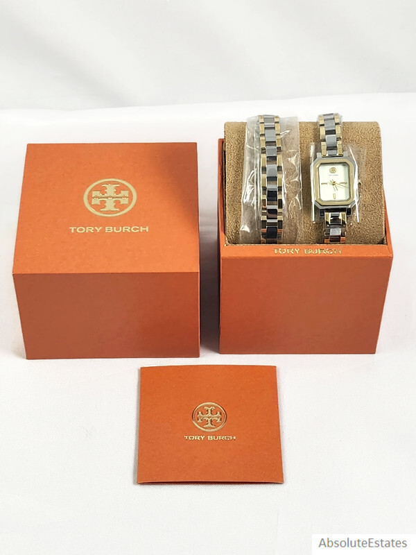 NEW Tory Burch Robinson Mini Watch Double Wrap Two Tone Gold
