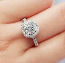 3.00Ct Round Cut Moissanite Halo Women's Valentine Ring 14K White Gold Plated