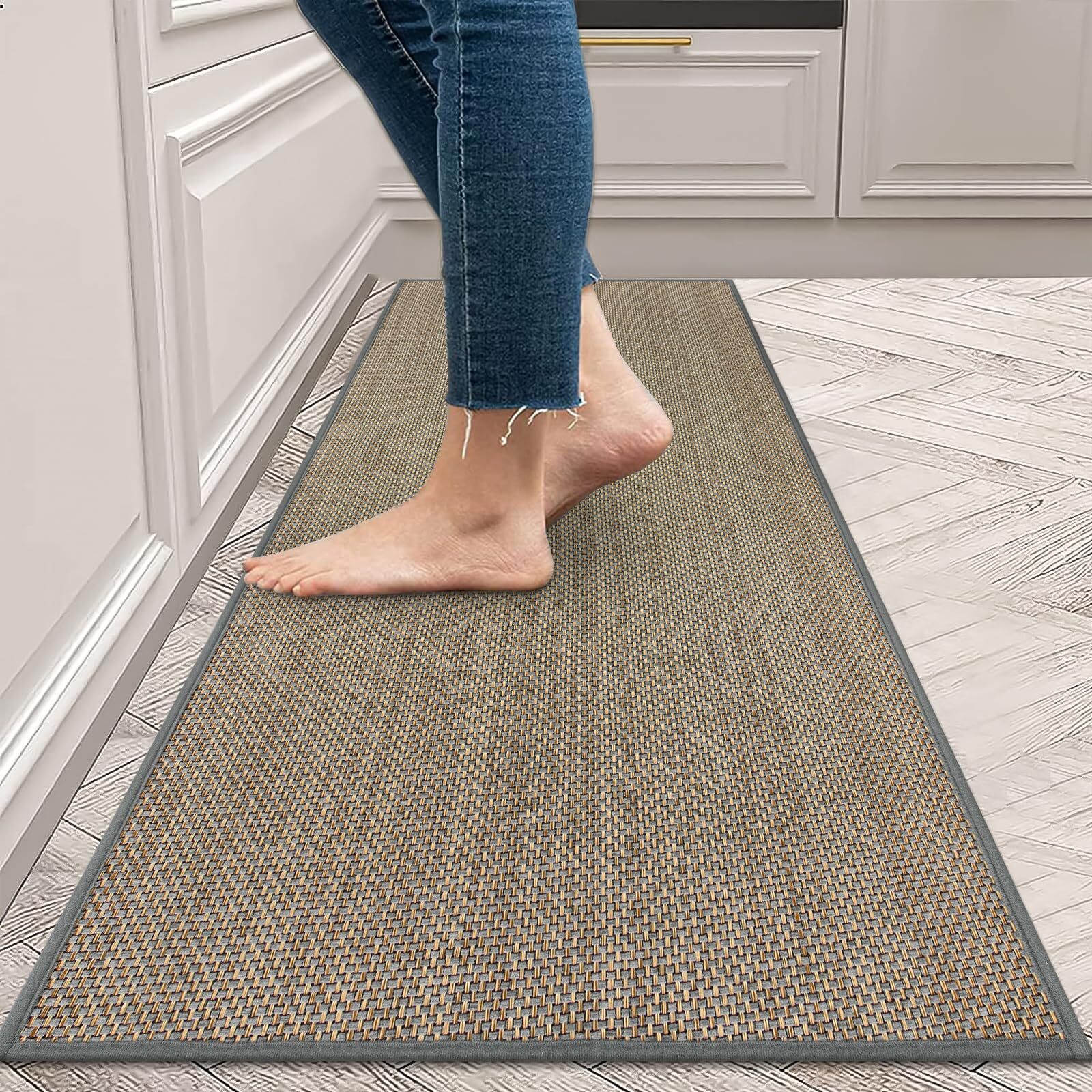 KIMODE Washable Kitchen Rugs Non Slip Farmhouse Kitchen Runner Rug 20X47, Absorb