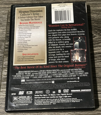 The Crow 1994 DVD 2001 2 Disc Set Collectors Series Brandon Lee