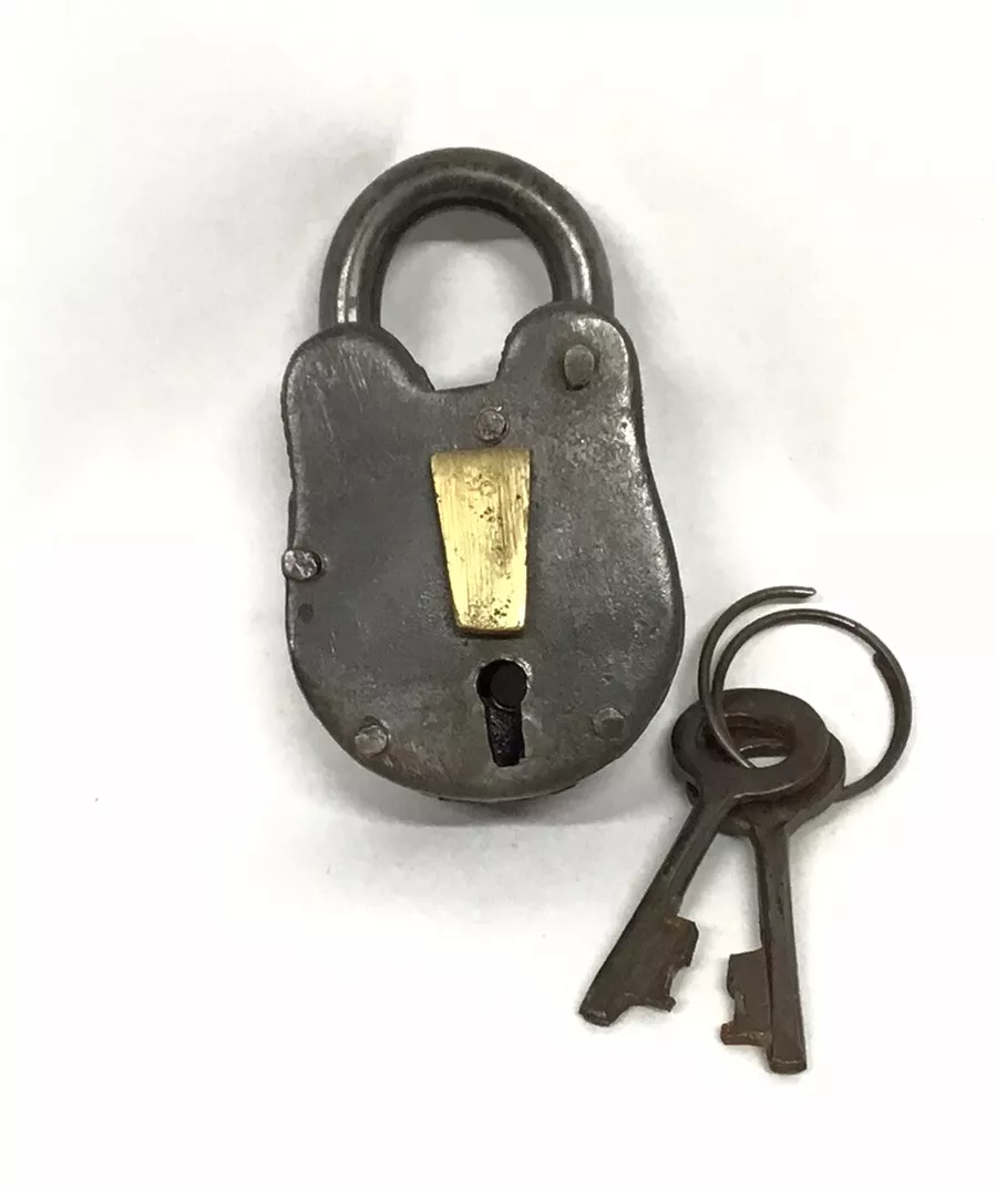 Iron Skeleton Key Mini Padlock Western Pirate Style Heavy Duty Working Lock