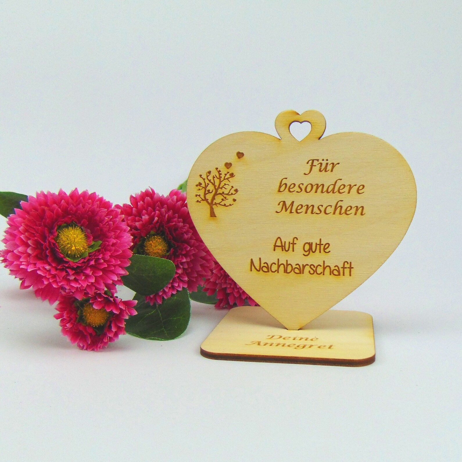 Geschenk für die Nachbarn Holz Herz mit Spruch Freundschaft Nachbarschaft Freude