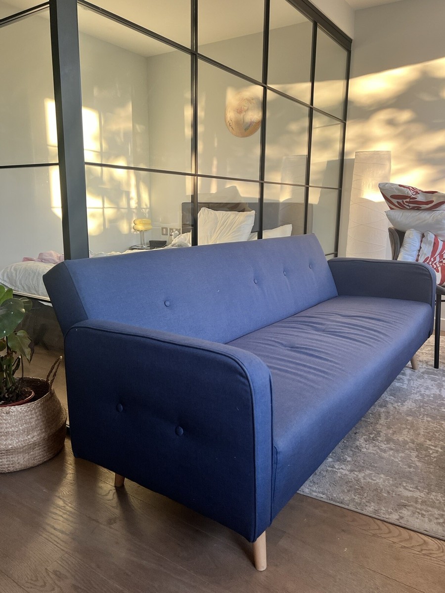 Blue seater sofa bed