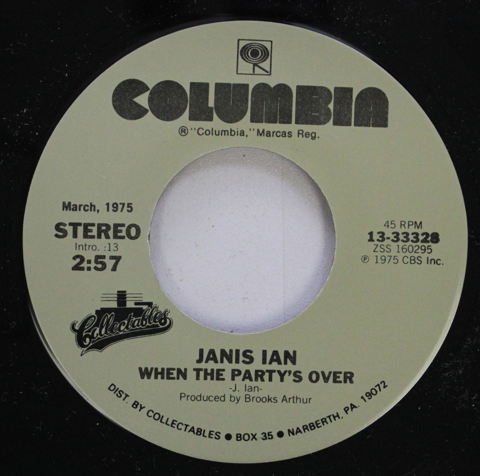 Pop 45 Janis Ian - When The Party'S Over / At Seventeen On Columbia