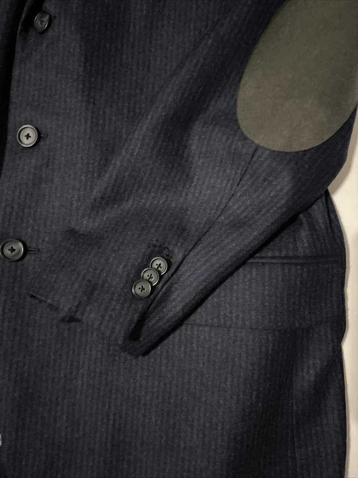 Abrigo deportivo John W. Nordstrom azul negro a rayas Loro Piana lana seda para hombre 44R Foto 3 de 4