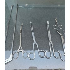 Vintage Lot Of 14 Medical German and USA Stainless & Chrome Clamps Scissors