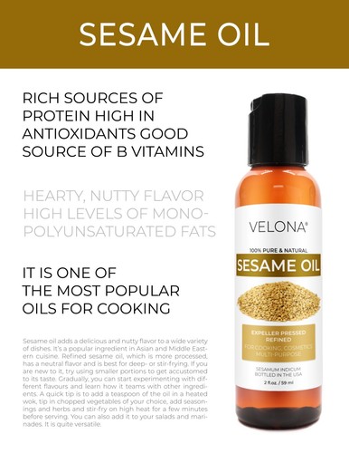 SESAME SEED OIL 2 Fl Oz - 1 Gal REFINED NATURAL CARRIER EXPELLER PRESSED VIRGIN - Picture 15 of 47