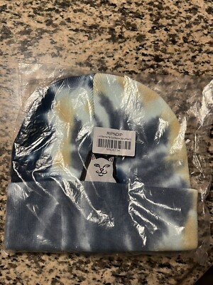 RIPNDIP Lord Nermal Tie Dye Beanie (One Size, Navy Peach)