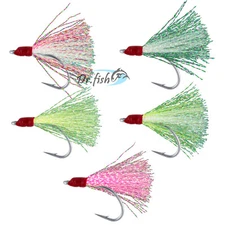 15Pcs Dressed Bucktail Teaser Flies Fishing Hook Sea Bass Fluck Cod Plugs Rigs