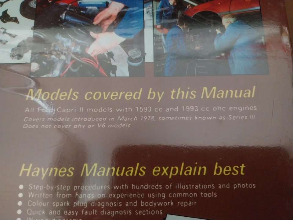 HAYNES WORKSHOP FORD CAPRI II (& III) 1.6 & 2.0 1974 TO 1987 1593, 1993cc - Imagen 4 de 4