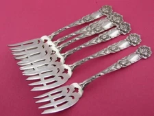 6 Sterling Silver ALVIN Salad Forks BRIDAL ROSE 1903 ~no mono
