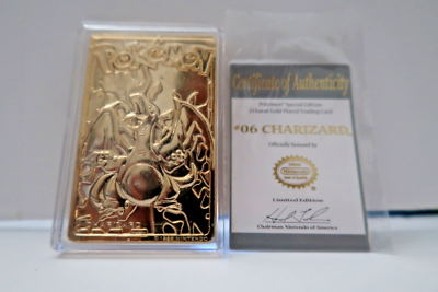 Pokemon CHARIZARD 23k Gold Plated trading cards Comes with COA NINTENDO Pokemon CHARIZARD 23k Gold Plated trading cards Comes with COA NINTENDO