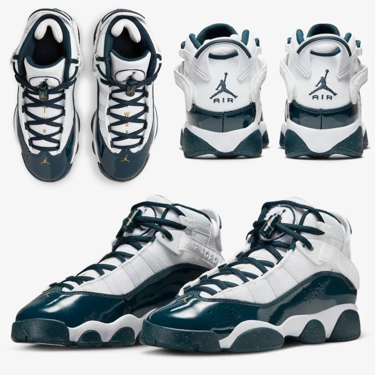 Nike Air Jordan 6 Rings Shoes (GS) White Armory Navy 323419-147