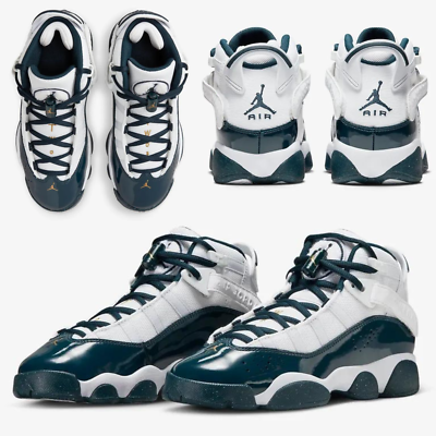 Nike Air Jordan 6 Rings Shoes (GS) White Armory Navy 323419-147