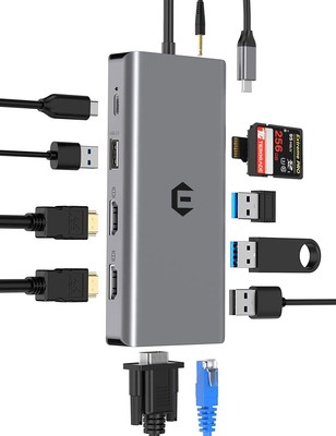 12 in 1 USB C Docking Station, USB C Hub, 2 * 4K HDMI, VGA, 3 x USB A Ports, ...