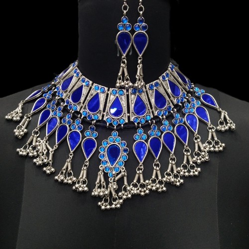 Collier Ethnique Indien Canada Pierre Bleue - 50 Cm - Occasion - _362