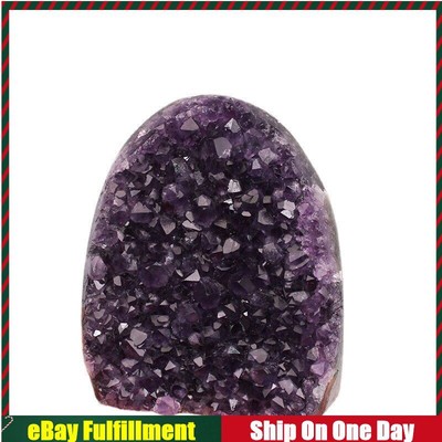 Natural Amethyst Quartz Cluster Cut Base Geode Crystal Healing Mineral Decor US