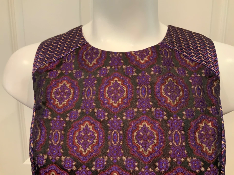 Etro Purple Geometric Patterned Jacquard Peplum Tank Top, Size 4 | 38 - image 2 of 4