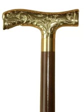 Antique Wooden Men's Walking Stick Brass Vintage Walking Cane Designer Handle