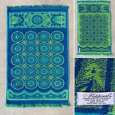 Vintage Fieldcrest Hand Towel Blue Green MCM Mod Psychedelic