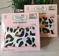2 The Vintage Cosmetic Co. White Leopard Print Satin Pillowcase-Standard Size