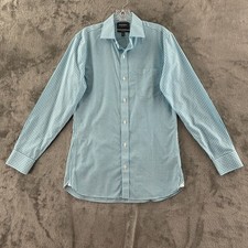 Bonobos Tailored Slim Fit Shirt Mens 15/33 Blue Check Wrinkle Free Long Sleeve