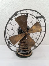 ANTIQUE OLD WESTERN ELECTRIC FAN 4 BRASS BLADES for parts or repair