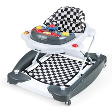 6 in 1 Baby Walker Foldable Baby Standing Toys w/ Wheels Padded Seat Music Tray