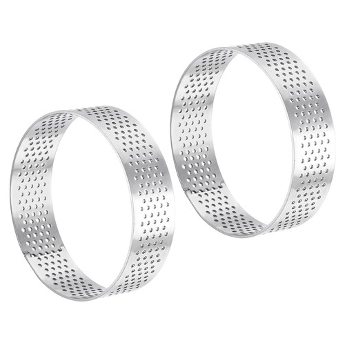 2pcs Stainless Steel Cake Rings 2.7" Perforated Cake Mousse Ring Baking Tools