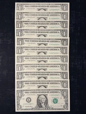 1995 $1 Federal Reserve Notes – STAR NOTES FULL SET OF 11 – Uncirculated