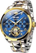 OLEVS Men Skeleton Watch Automatic Mechanical Self Winding Sapphire Crystal