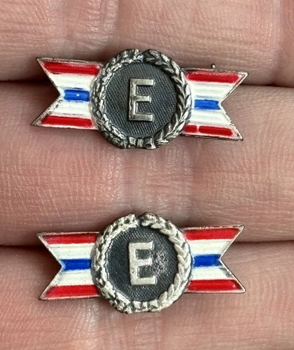 WWII WW2 Army Navy E Excellence Production Award Pins Military Support Lot Of 2