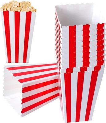 Popcorn Tüten Set aus Karton für Heimkino Partys rot-weiß gestreift 20 Stück