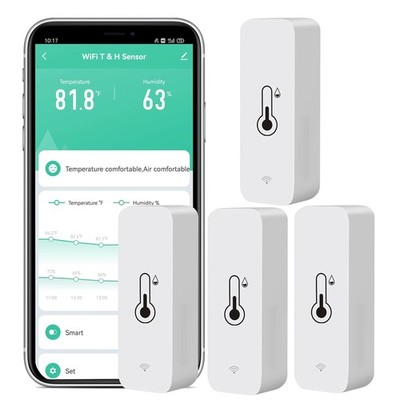 4-Pack WiFi Temperature Humidity Sensor: Wireless Temperature Humidity Monito...