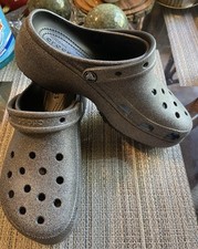 Crocs Platform Iridescent Glitter Clogs Women  s Size 9 Shoes Sparkly NWOT