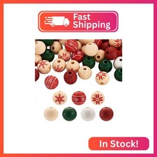 Cheriswelry 140Pcs Wood Snowflake Pattern Beads - Unfinished, Loose Spacer Beads